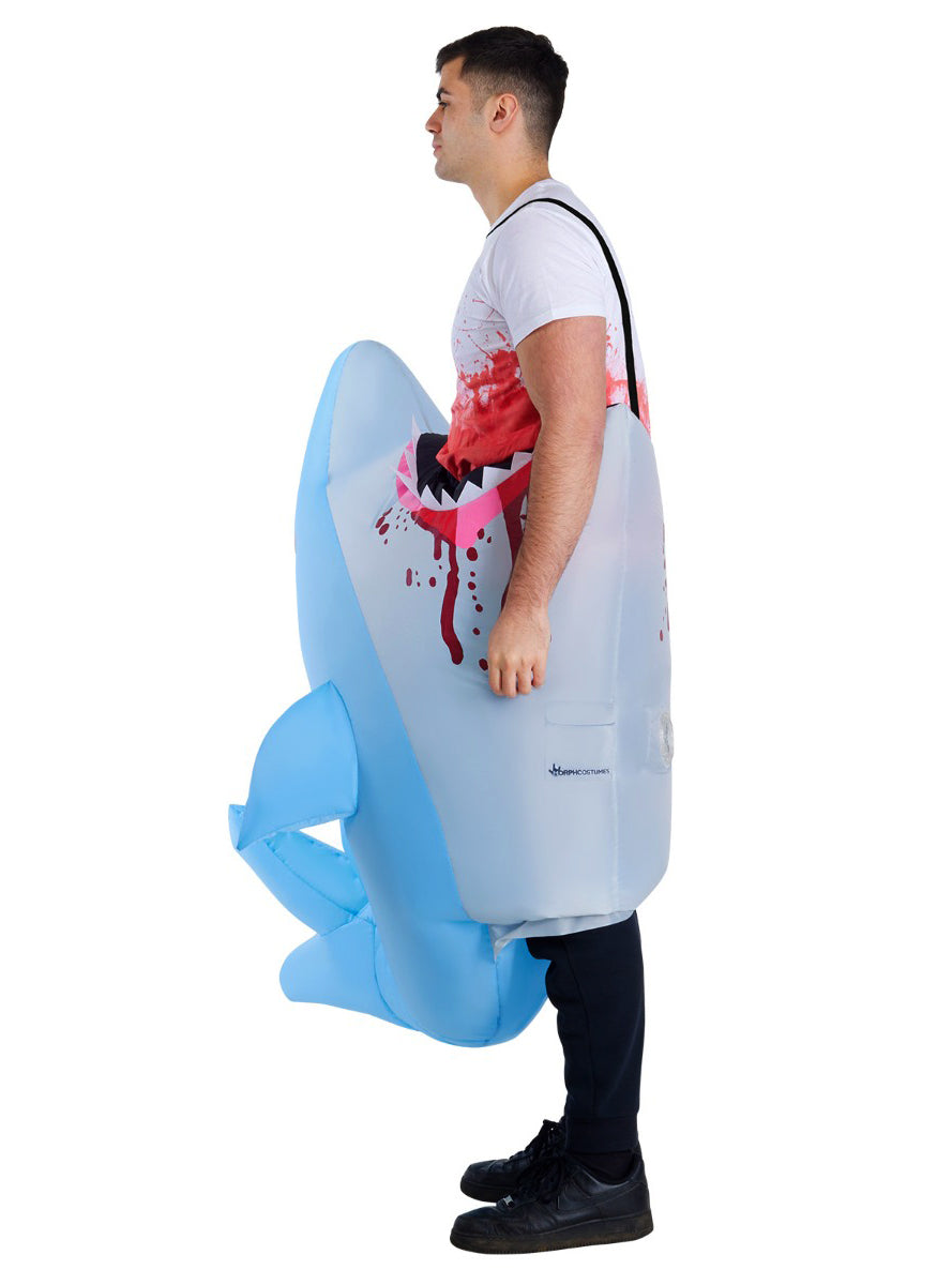 Inflatable Hungry Man Eating Shark Adults Costume - Side Image