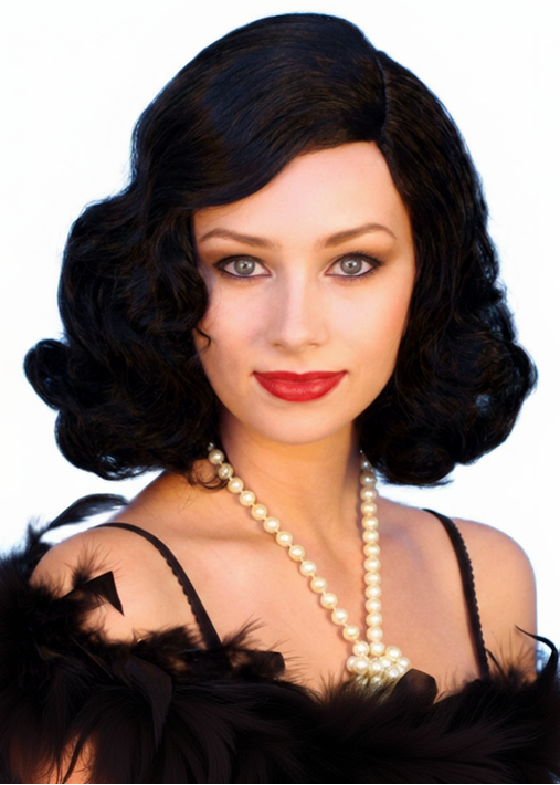 Womens Black Curly 1920s Marlene Costume Wig - main image