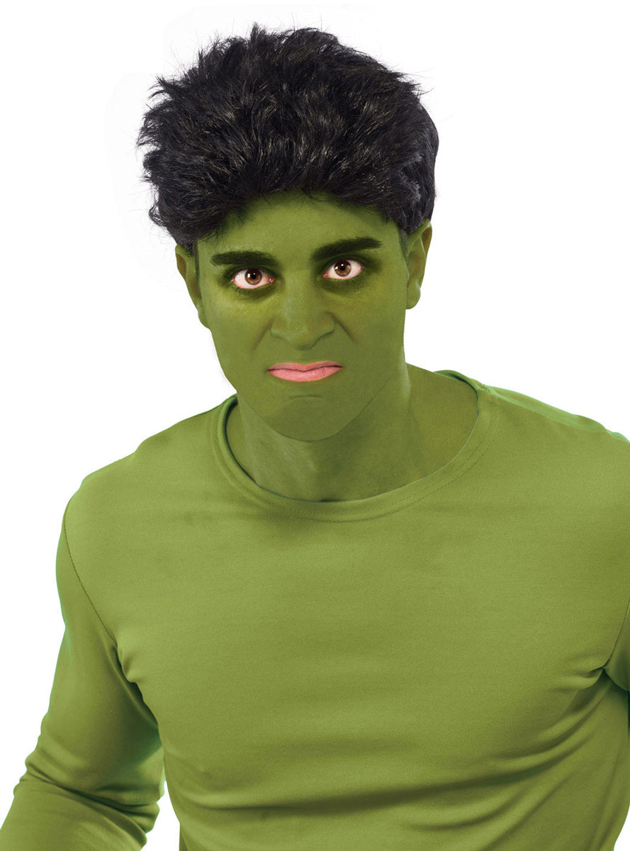 Mens Short Black The Hulk Marvel Superhero Costume Wig - Main Image