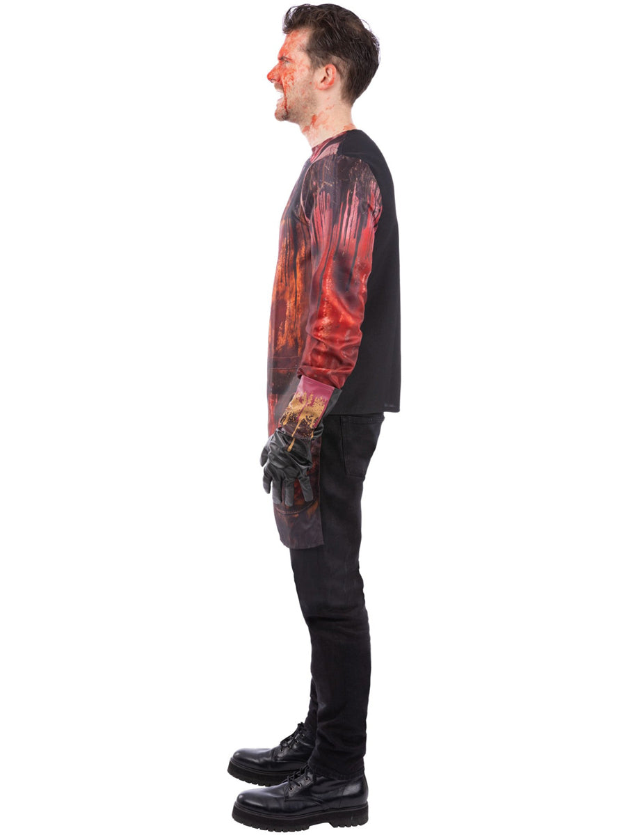 Blood Splattered Mens Halloween Costume Shirt - Side Image