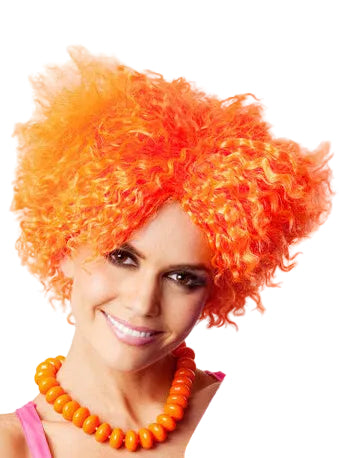 Mad Hatter Adults Short Orange Curly Character Costume Wig - Alternative Image