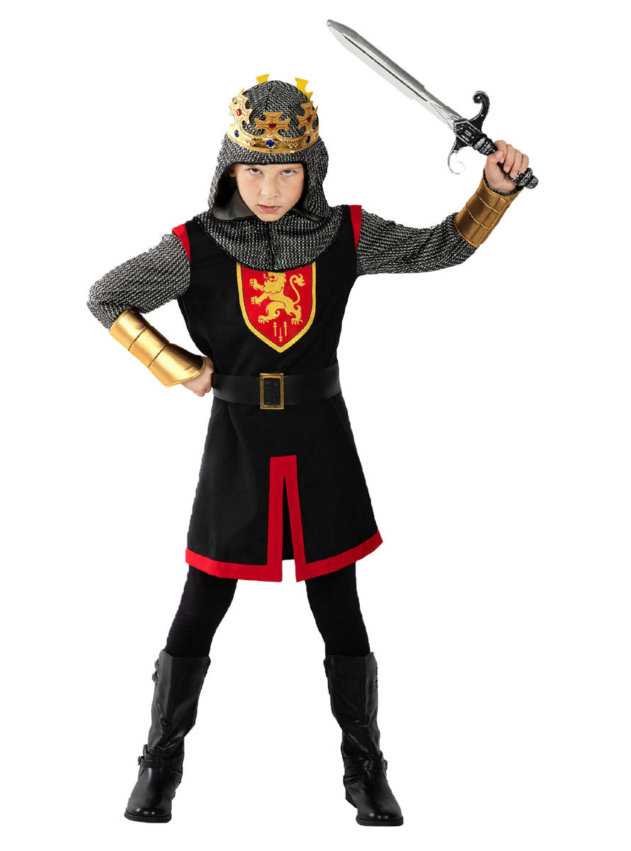 Teen Boys Black And Red Medieval Knight Costume