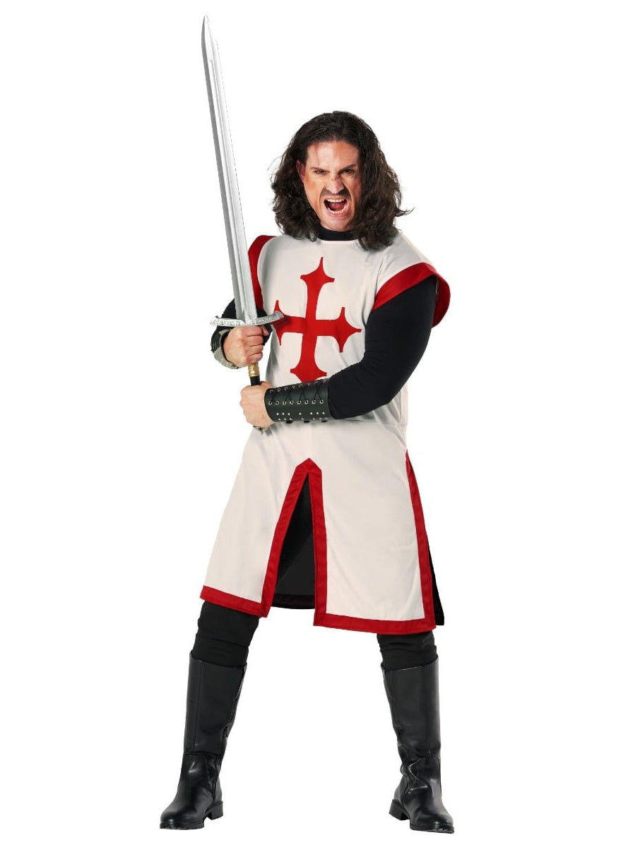 Medieval Mens White Knight Costume - Alternative Image 1