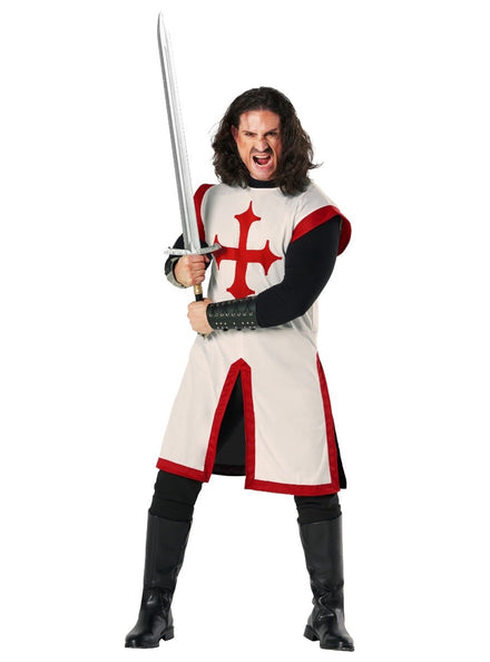 Medieval Mens White Knight Costume - Alternative Image 1