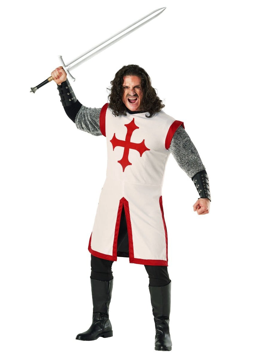 Medieval Mens White Knight Costume - Alternative Image 4