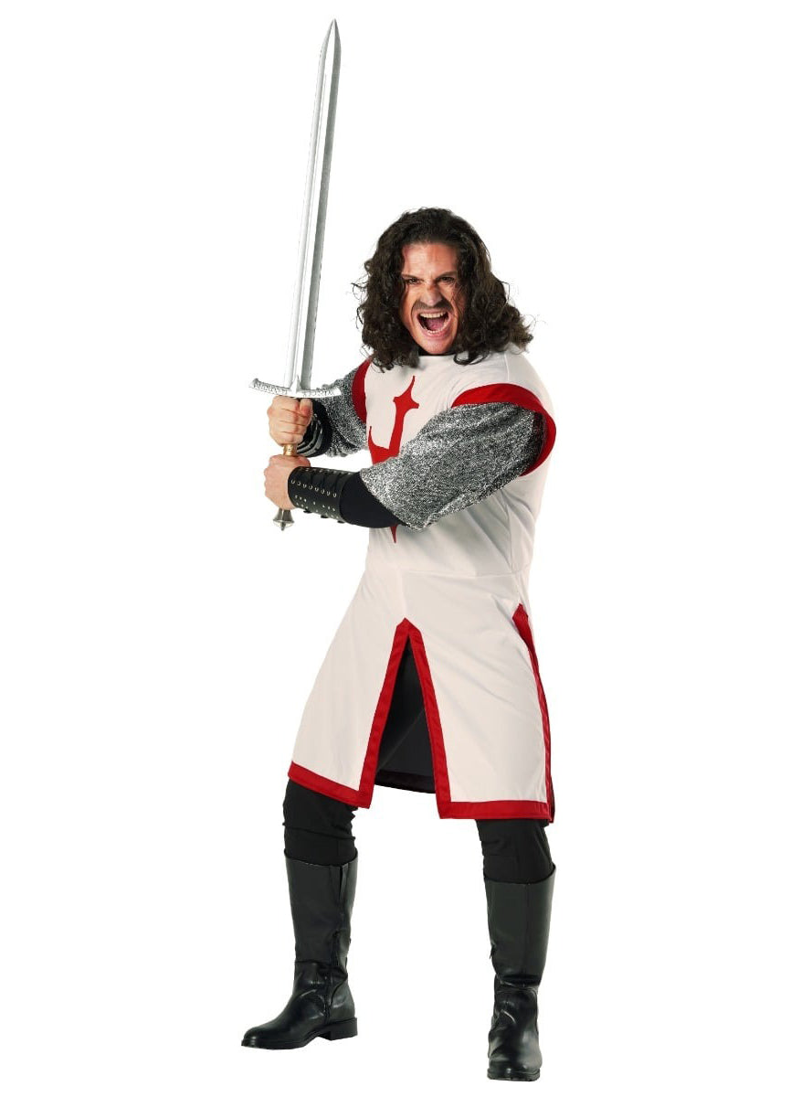 Medieval Mens White Knight Costume - Alternative Image 5