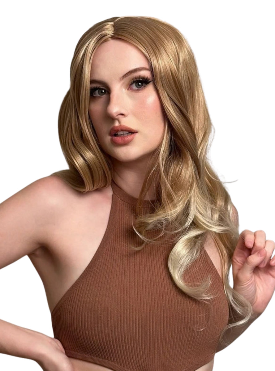 Melanie Long Curly Blonde Ombre Wig