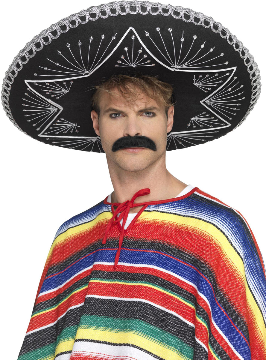 Black Sombrero Costume Hat with Silver Details