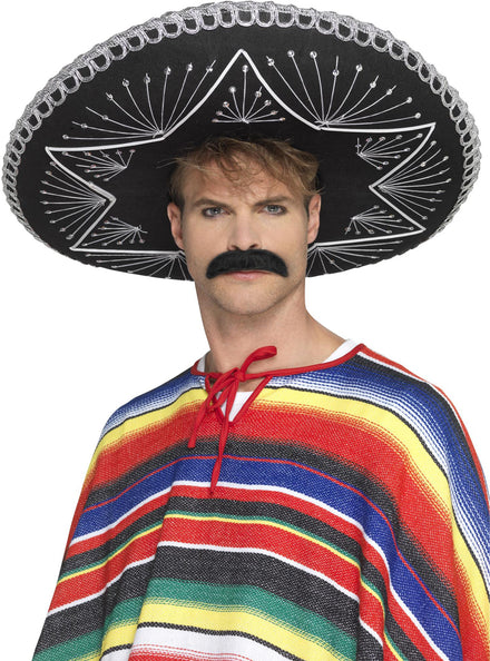 Black Sombrero Costume Hat with Silver Details