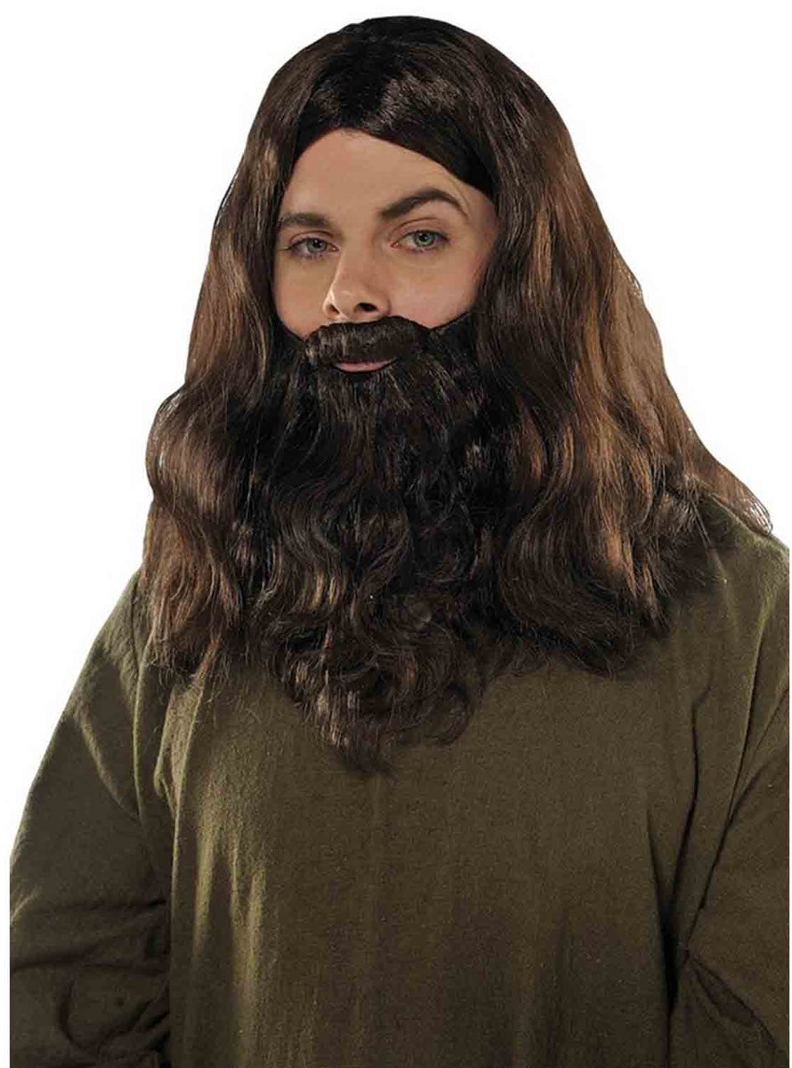 Mens Brown Jesus Wig and Beard Set
