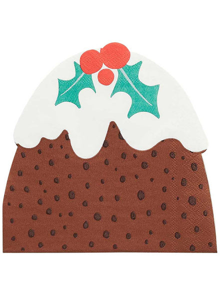 Merry Christmas Pudding Shaped Napkins 16 Pack – Main Image