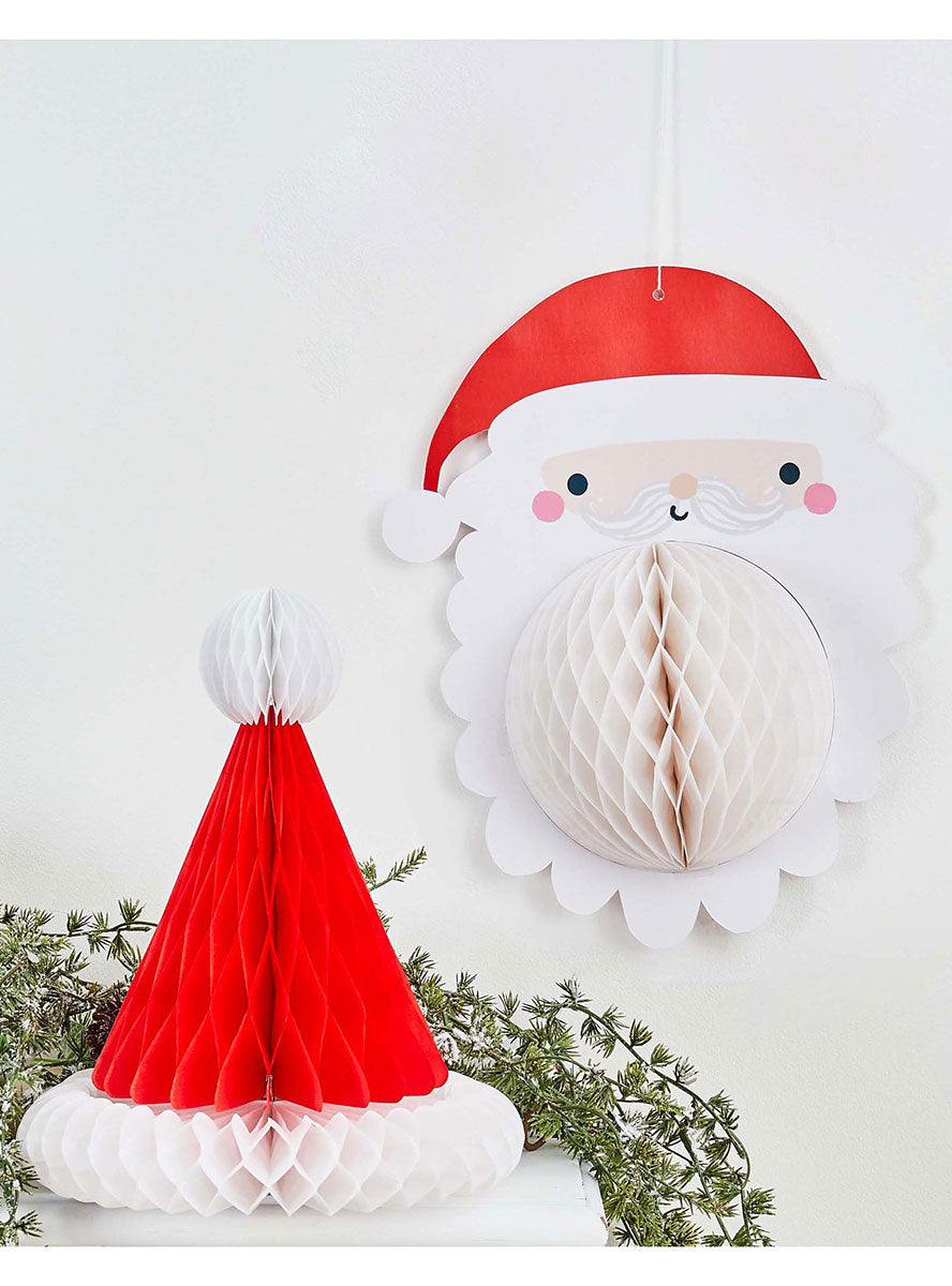 Santa Honeycomb Decorations 2 Pack - Lifestyle Image