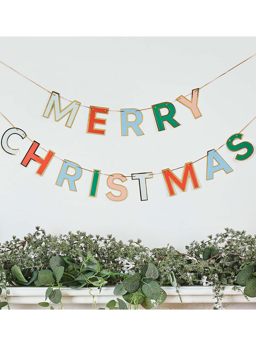 250cm Merry Christmas Banner Decoration - Lifestyle Image