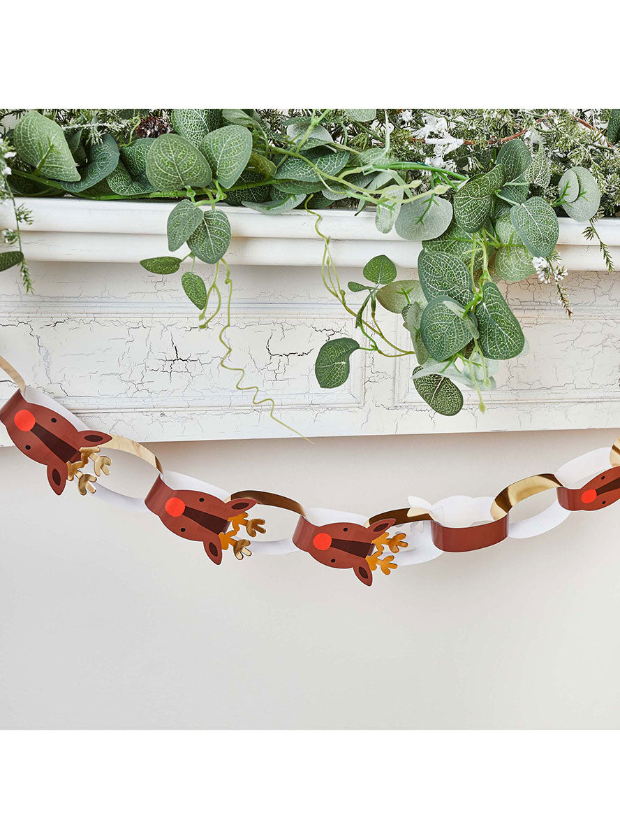 40 Link Reindeer Paper Chain Christmas Decoration - Lifestyle Image 2