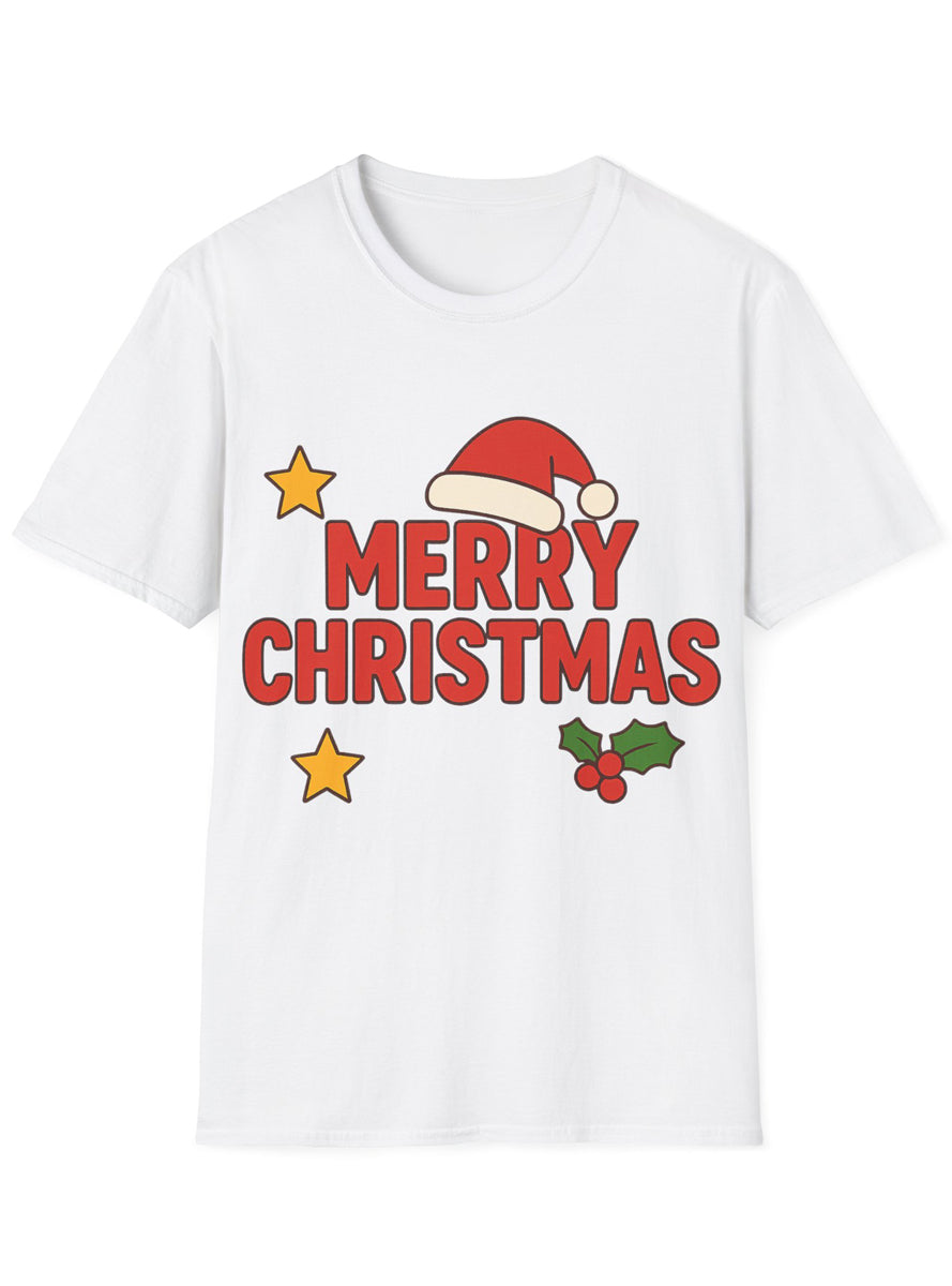 Adults White Shirt with Merry Christmas in Red Print