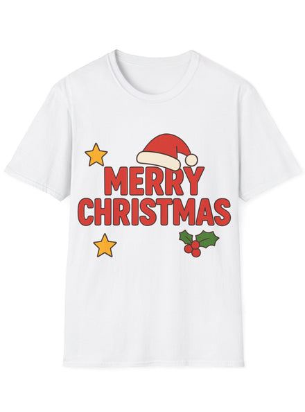 Adults White Shirt with Merry Christmas in Red Print