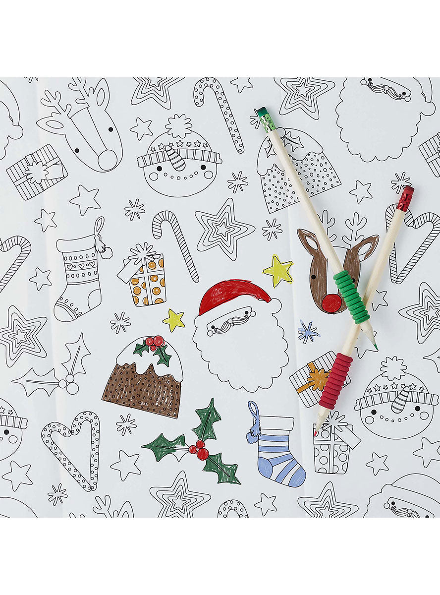 260cm Merry Christmas Paper Colouring In Table Cloth - Close Image