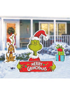 Merry Grinchmass Corrugated Plastic Lawn Signs 4 Piece