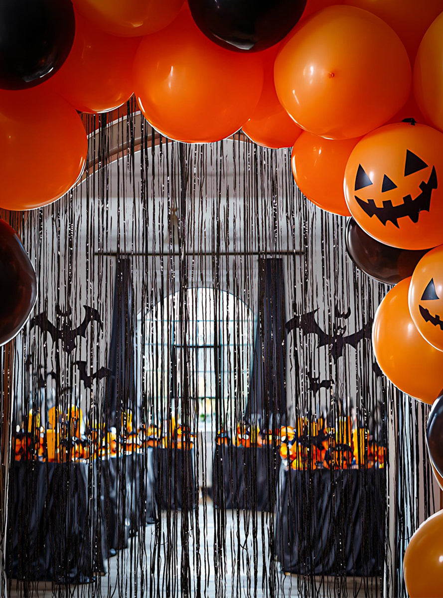 Black Metallic Curtain Party Backdrop - Lifestyle Image