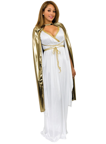 Womens Metallic Gold Mid Length Goddess Costume Cape - Main Image