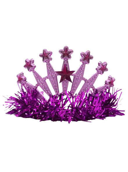 Main image of Jewelled Pink Star Tiara with Tinsel Costume Accessory