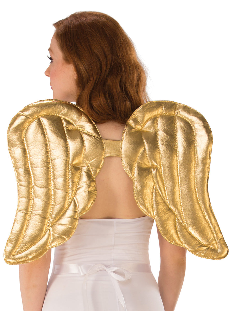 Metallic Gold Plush Angel Costume Wings