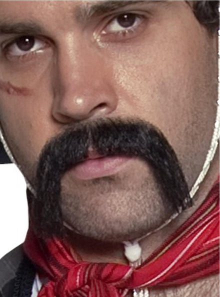 Black Mexican Bandit Stick On Handlebar Moustache