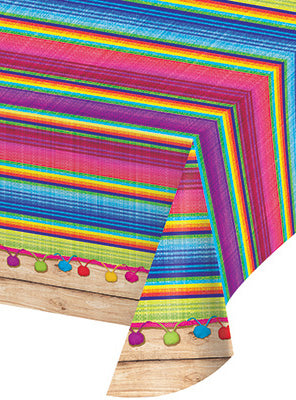 Mexican Fiesta Rainbow Serape Print 129cm Plastic Tablecover – Main Image