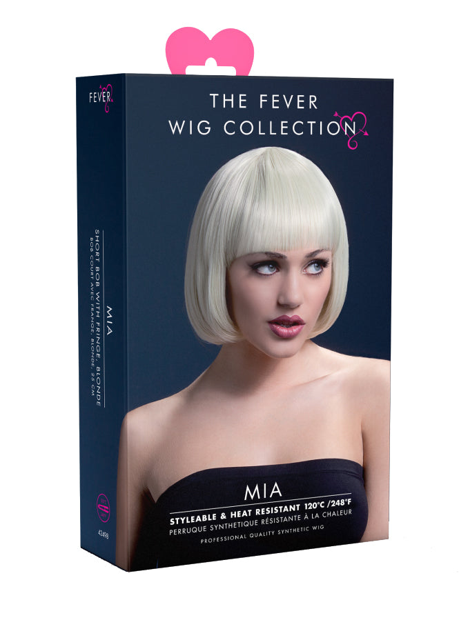 Womens Deluxe Short Blonde Heat Resistant Bob Wig With Fringe - Packaging Image