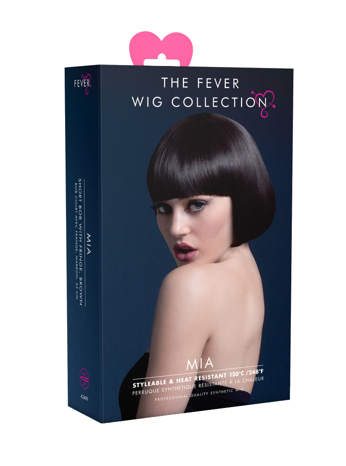Womens Deluxe Short Dark Brown Heat Resistant Bob Wig With Fringe - Packaging Image