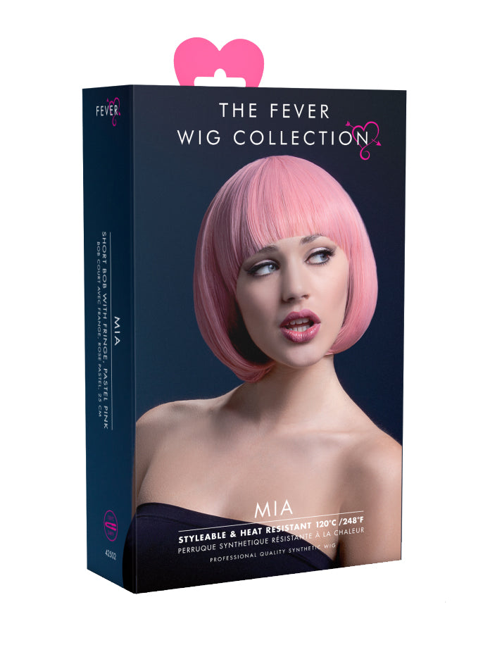 Womens Deluxe Pastel Pink Heat Resistant Bob Wig With Fringe - Packaging Image