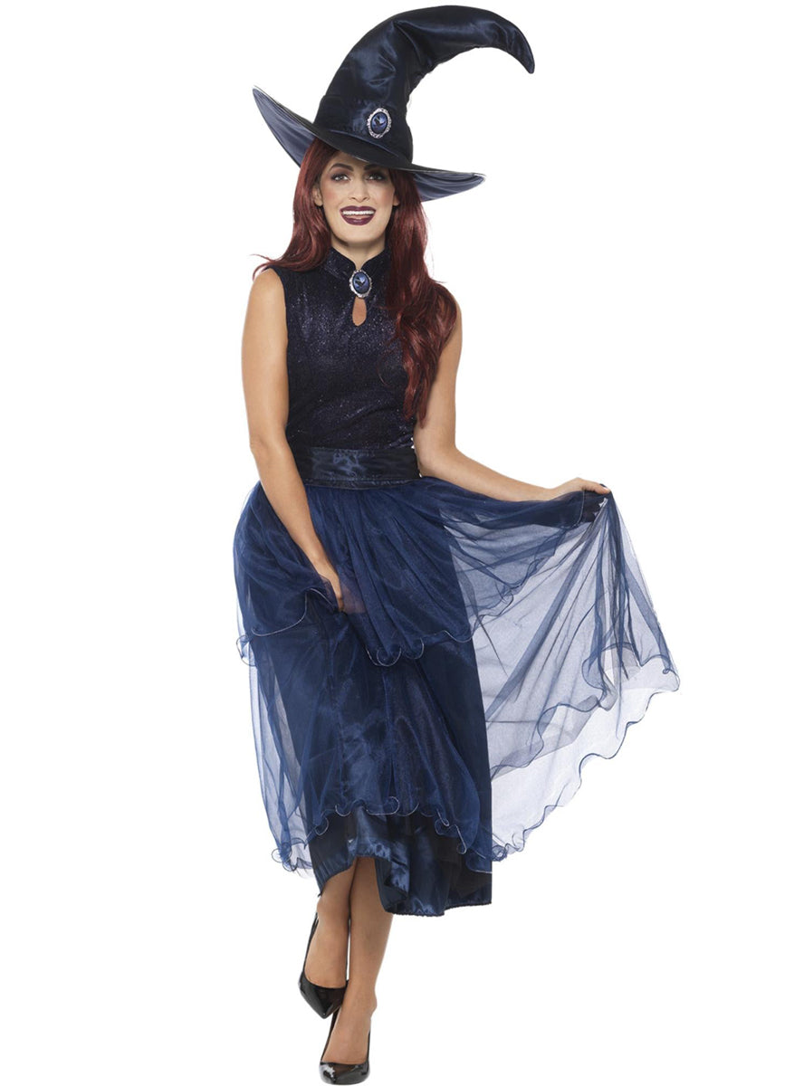 Womens navy blue halloween witch costume - alternative image