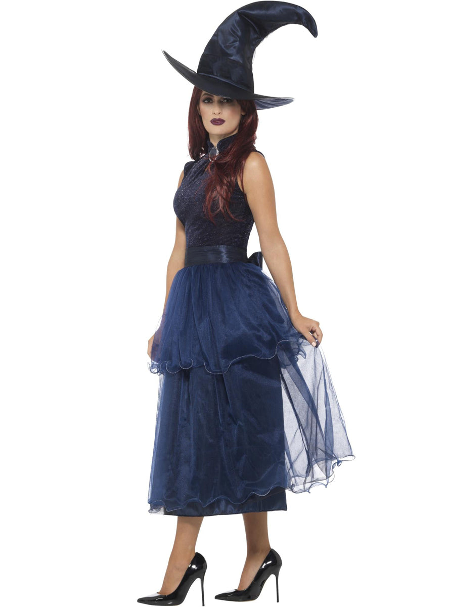 Womens navy blue halloween witch costume - Side image