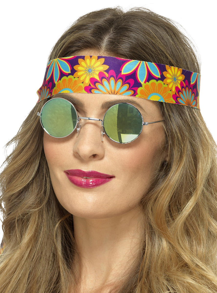 1970s Mirrored Lens Womens Hippie Costume Glasses