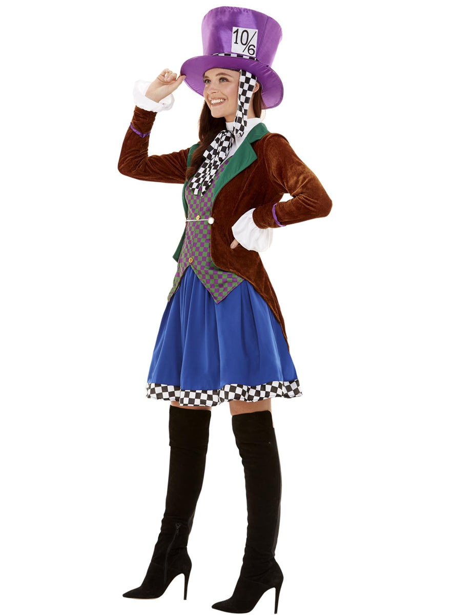 Miss Mad Matter Plus Size Womens Alice In Wonderland Costume - Side Image