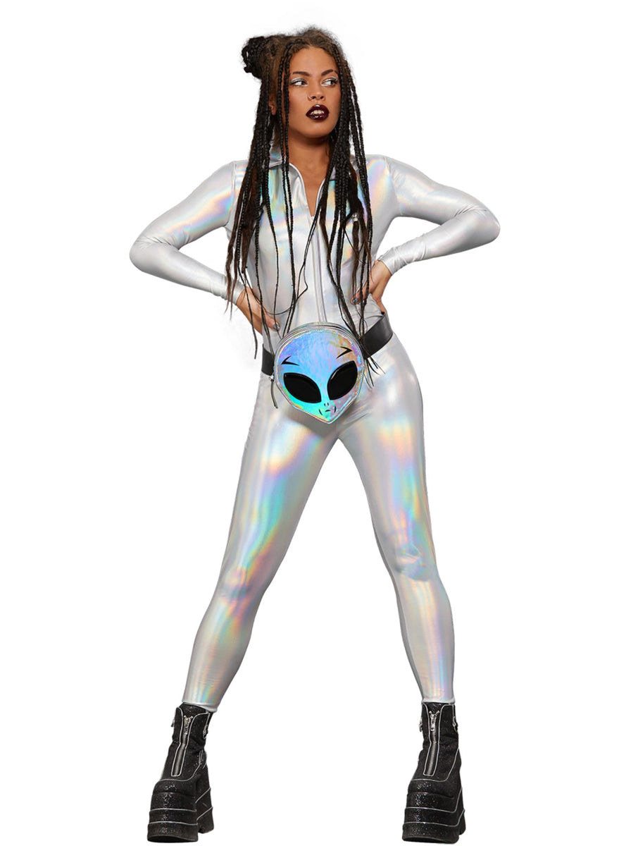 Miss Whiplash Womens Holographic Jumpsuit - Alternate Image