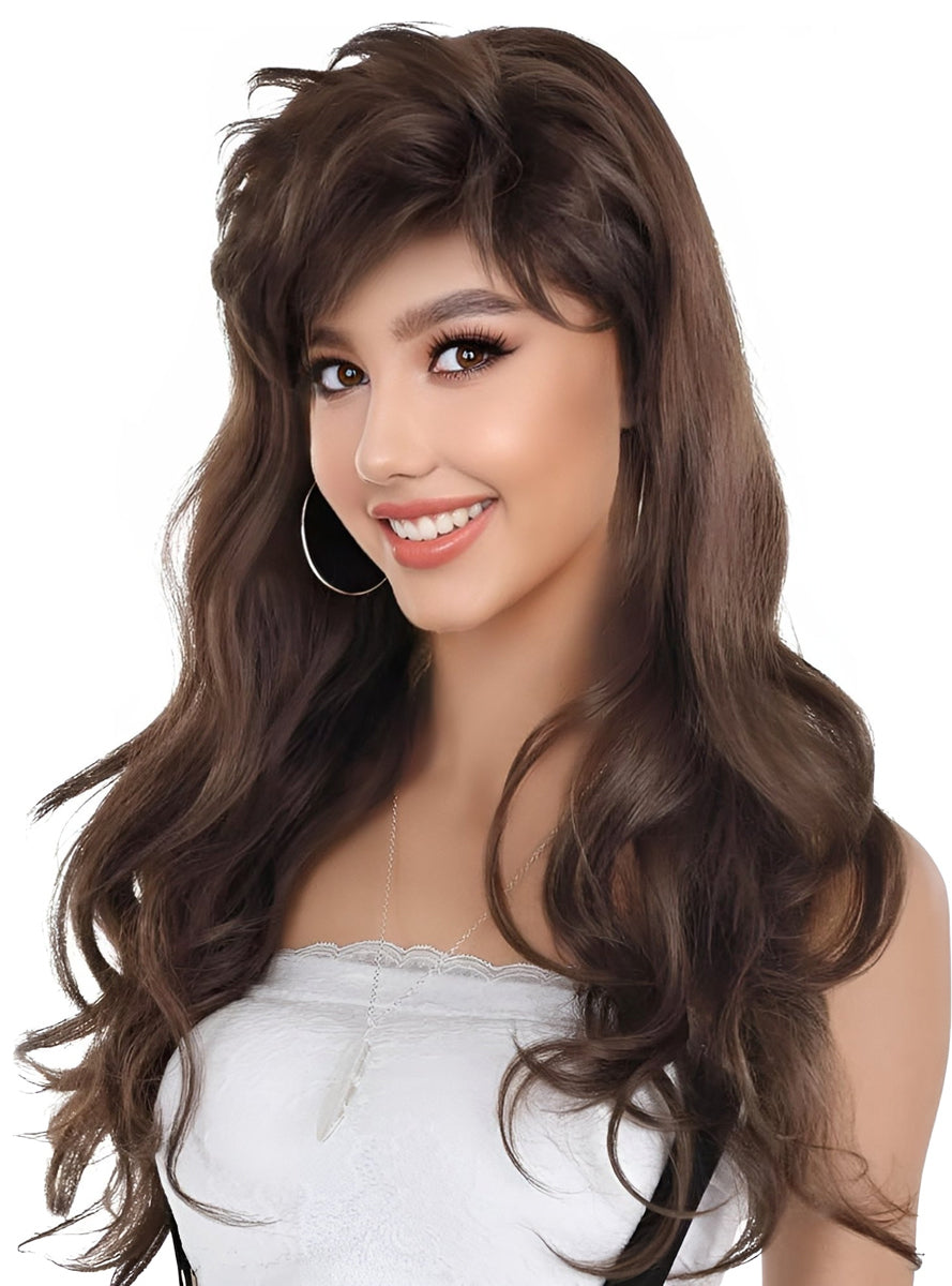Monica Womens Brown 90s Costume Wig With Fringe - Main Image