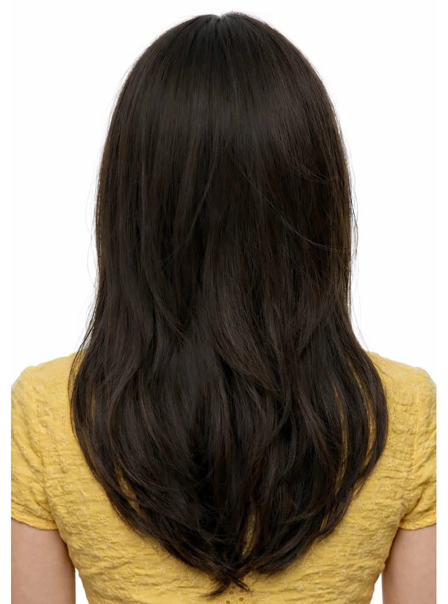 Monique Dark Brown Layered Wig with Side Fringe