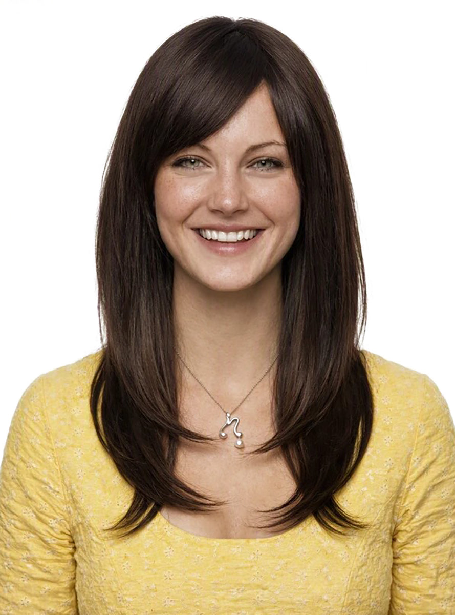 Monique Dark Brown Layered Wig with Side Fringe