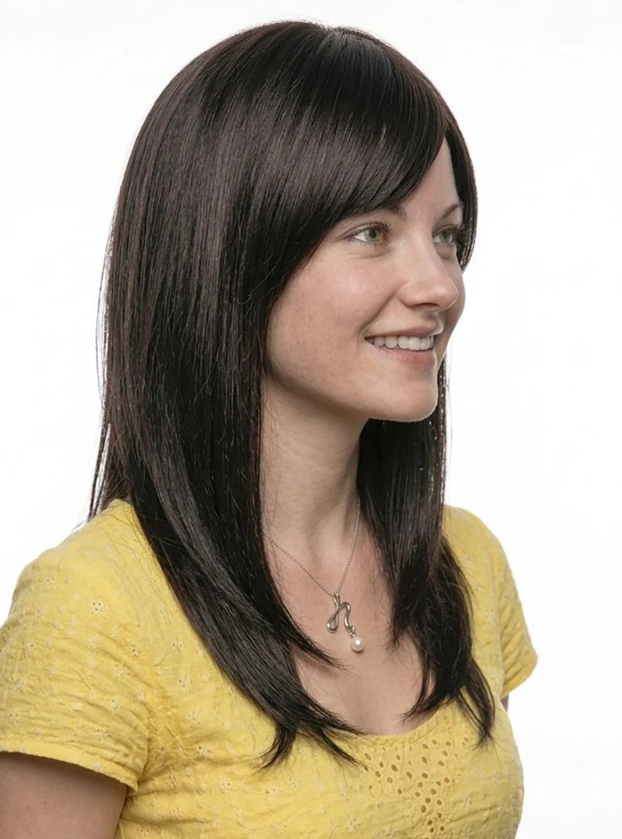 Monique Dark Brown Layered Wig with Side Fringe