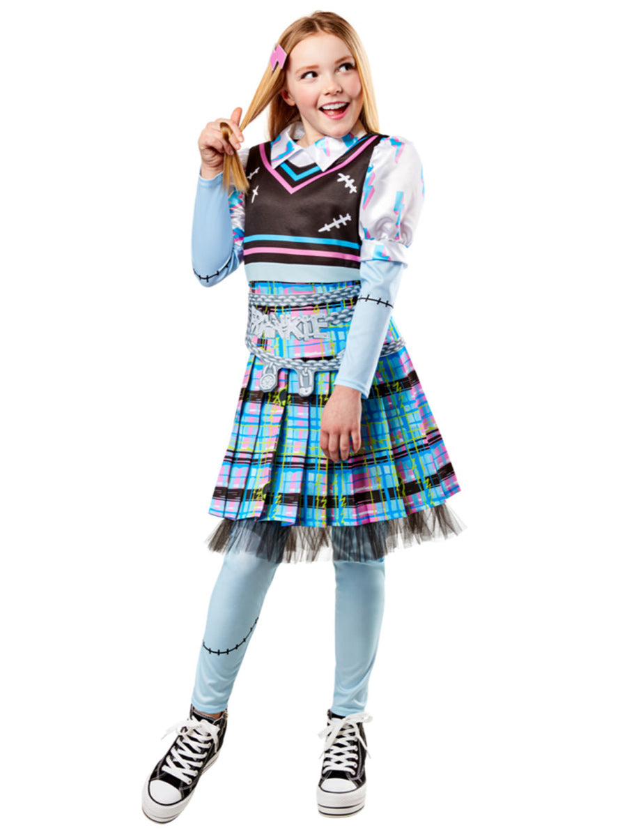 Girls deluxe Monster High Frankie Stein Costume - Alternative Image