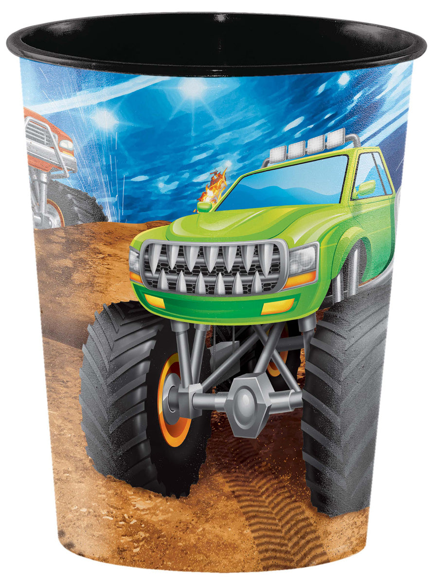 Monster Truck Rally Single Plastic Reusable Party Favour Cup – Main Image