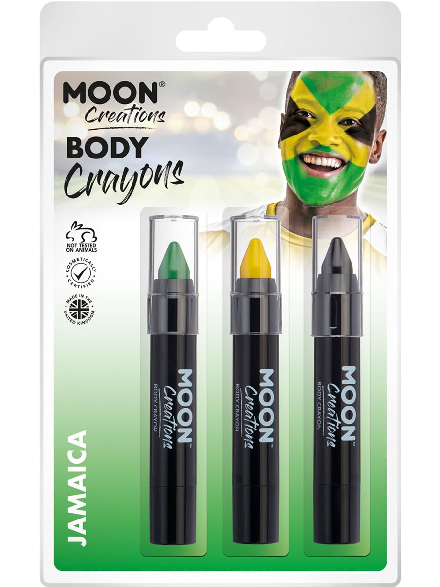 Jamaican Colours 3 Pack Face Paint Crayons - Main Image