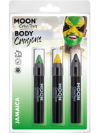 Jamaican Colours 3 Pack Face Paint Crayons - Main Image