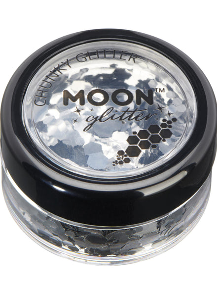 Chunky Silver Moon Glitter Pot - Main Image