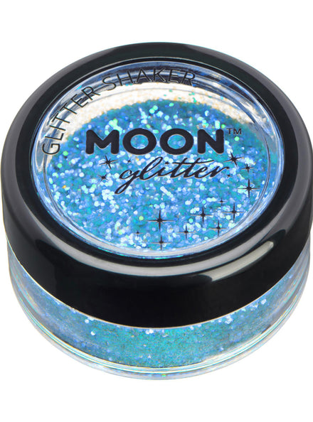 Fine Blue Iridescent Moon Glitter Shaker Pot - Main Image