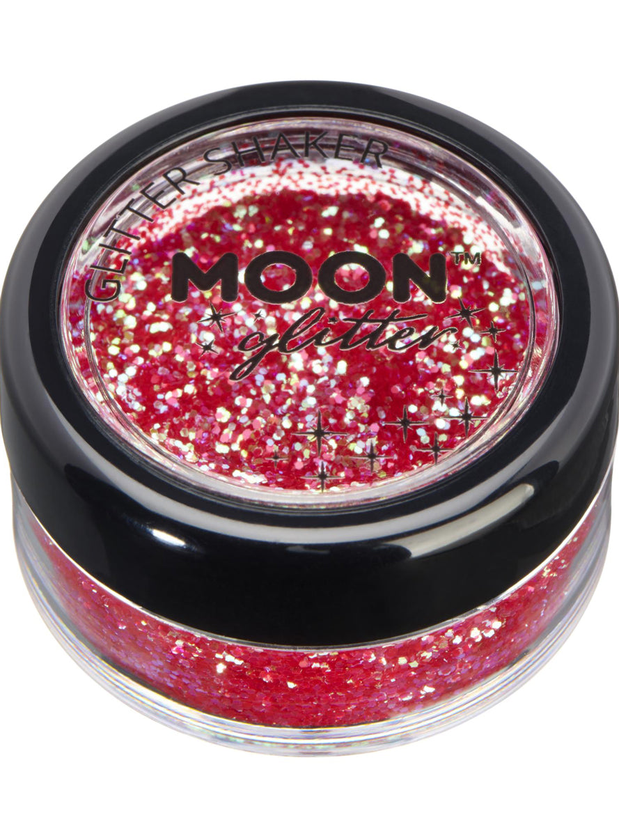 Fine Cherry Red Iridescent Moon Glitter Shaker Pot - Main Image