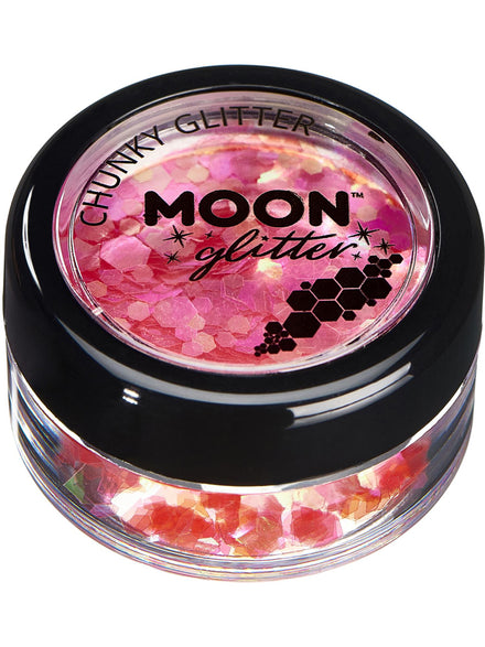 Chunky Cherry Red Iridescent Moon Glitter Pot - Main Image