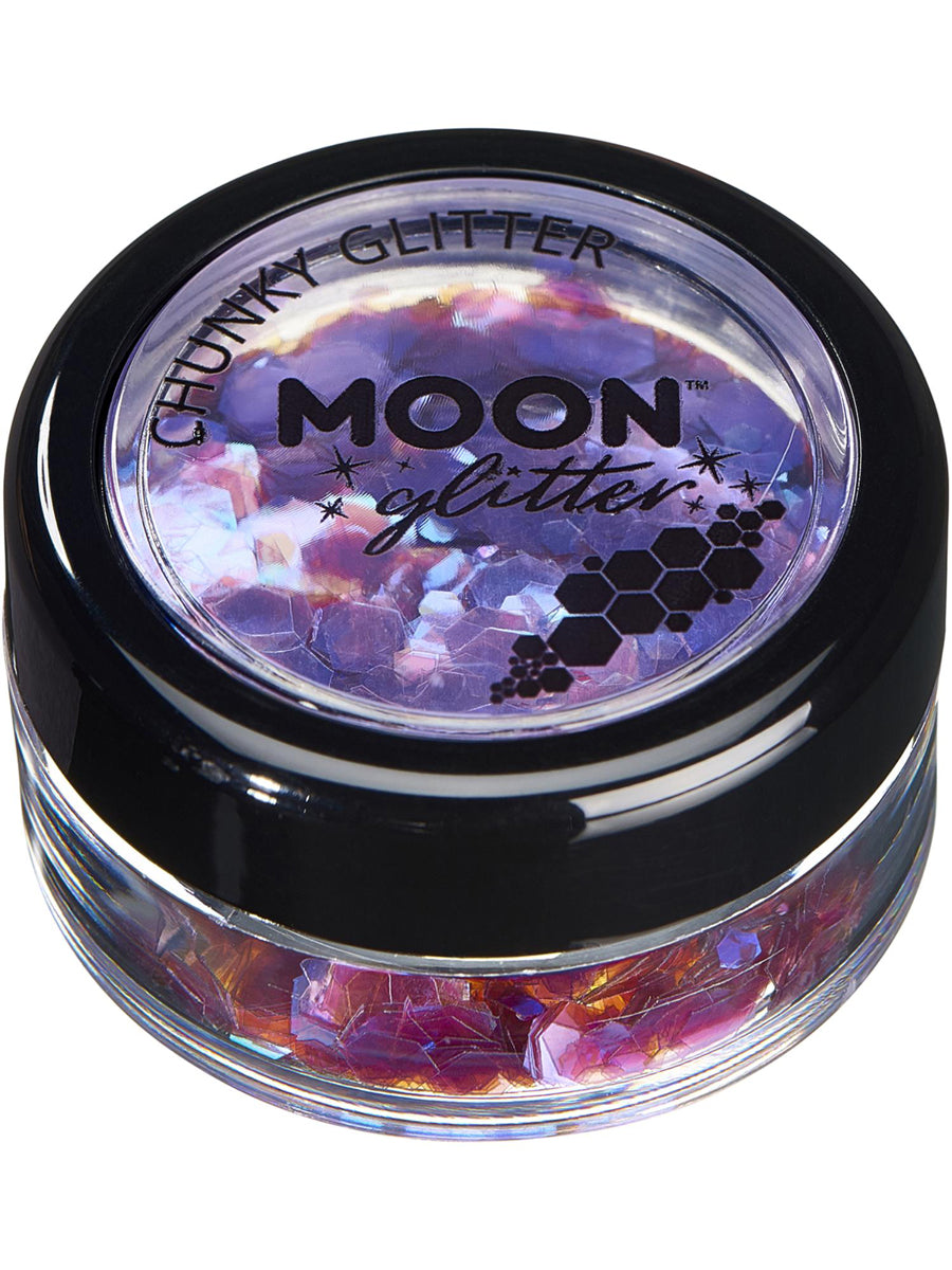 Chunky Purple Iridescent Moon Glitter Pot - Main Image