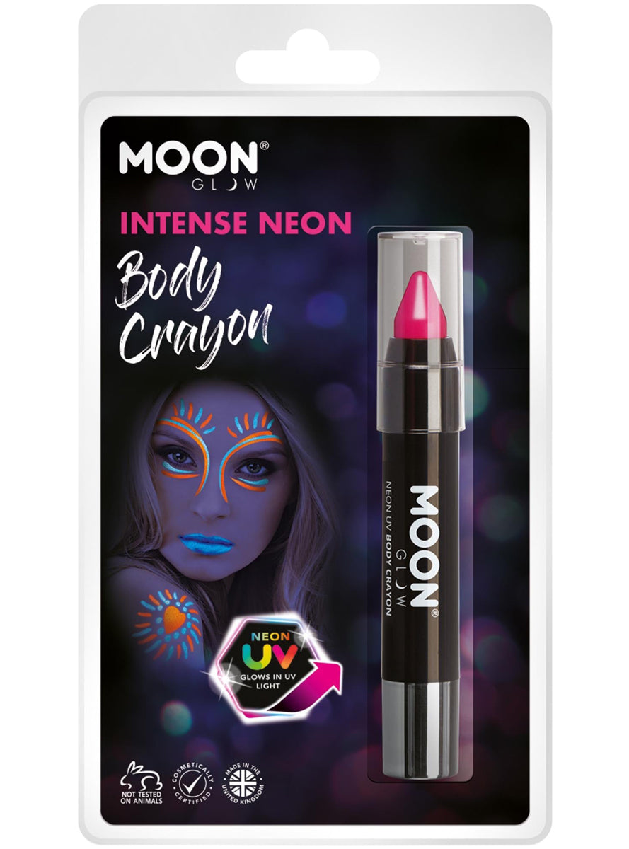 UV Reactive Pink Intense Neon Moon Glow Body Crayon - Main Image